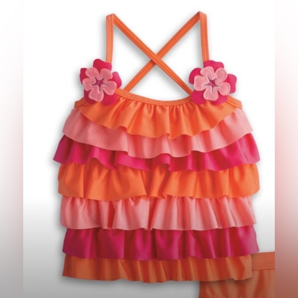 Bitty Baby Girls Tankini Bathing Suit Ruffle Top Size 6